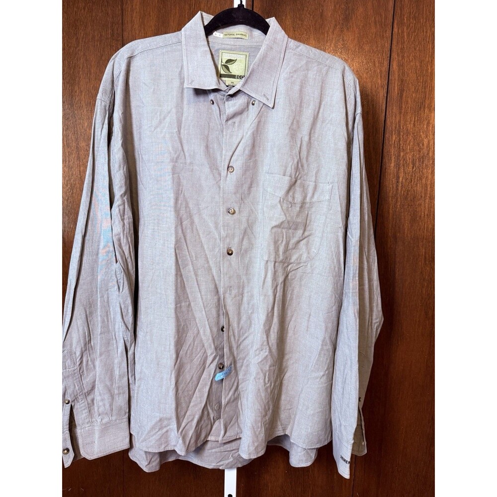 Men's Gray Cotton Bamboo Button Shirt XXL ECO Blue Comfort natural Office
